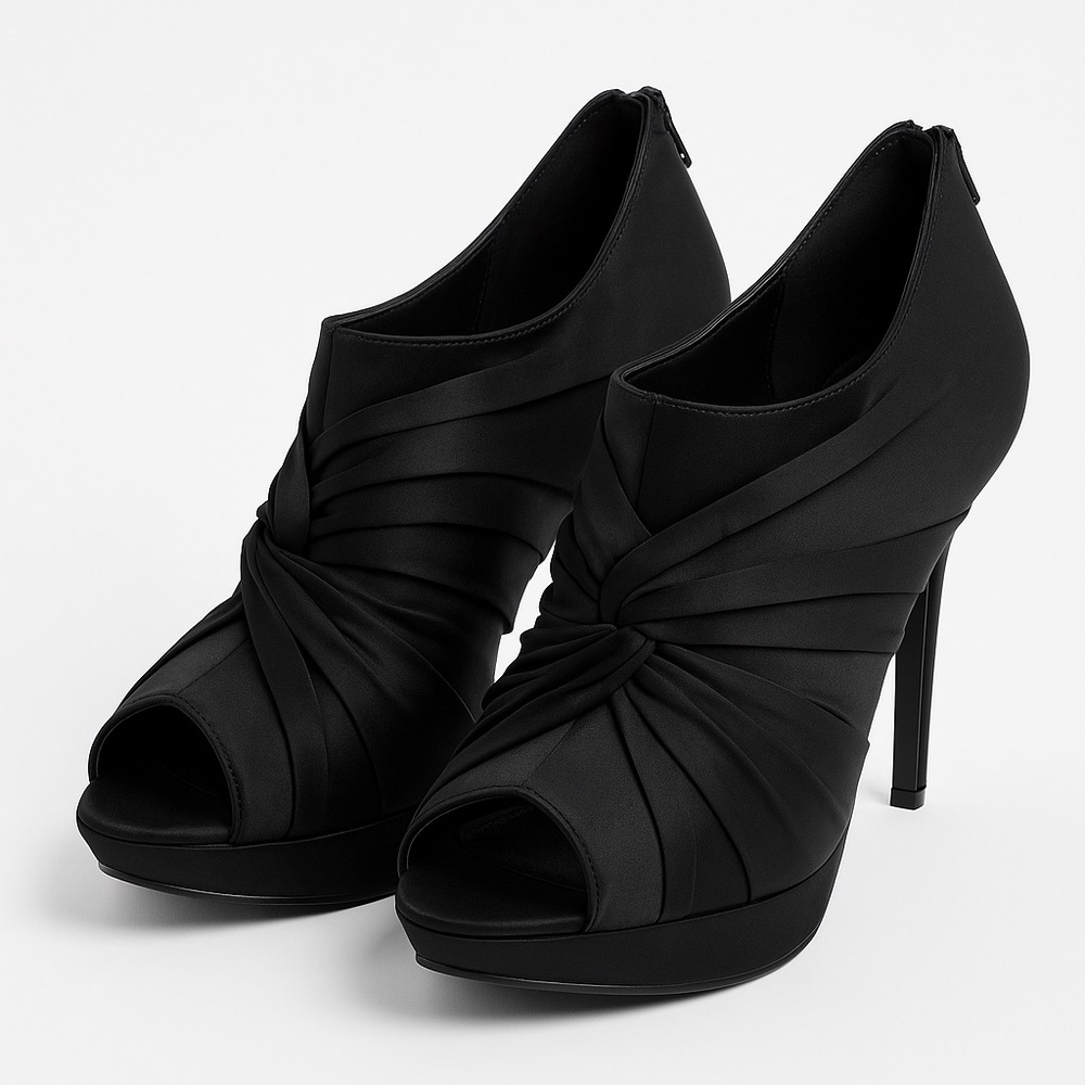 Maurices Black Peep Toe Satin Heels Size 9